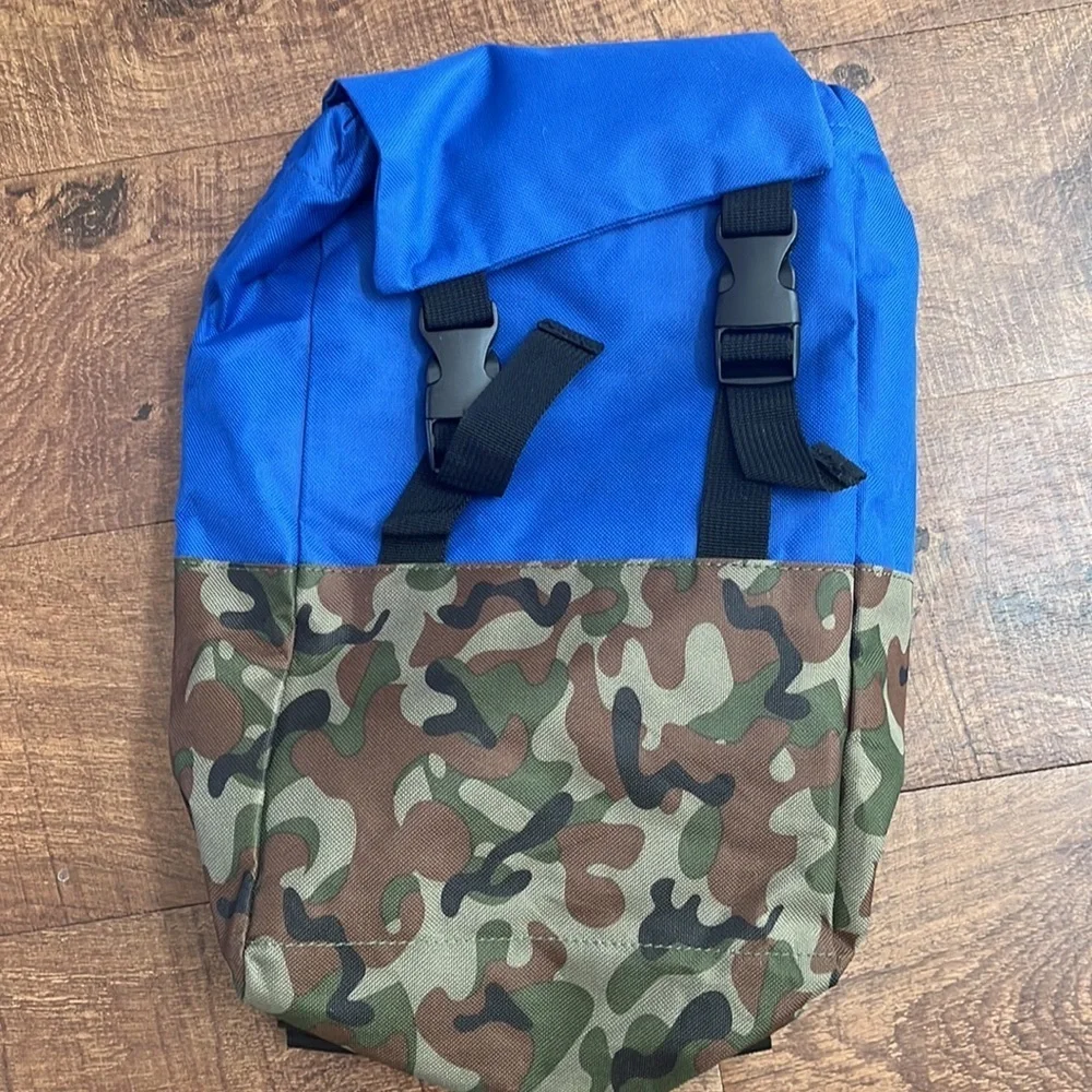 NWT toddler boys blue & green camo backpack